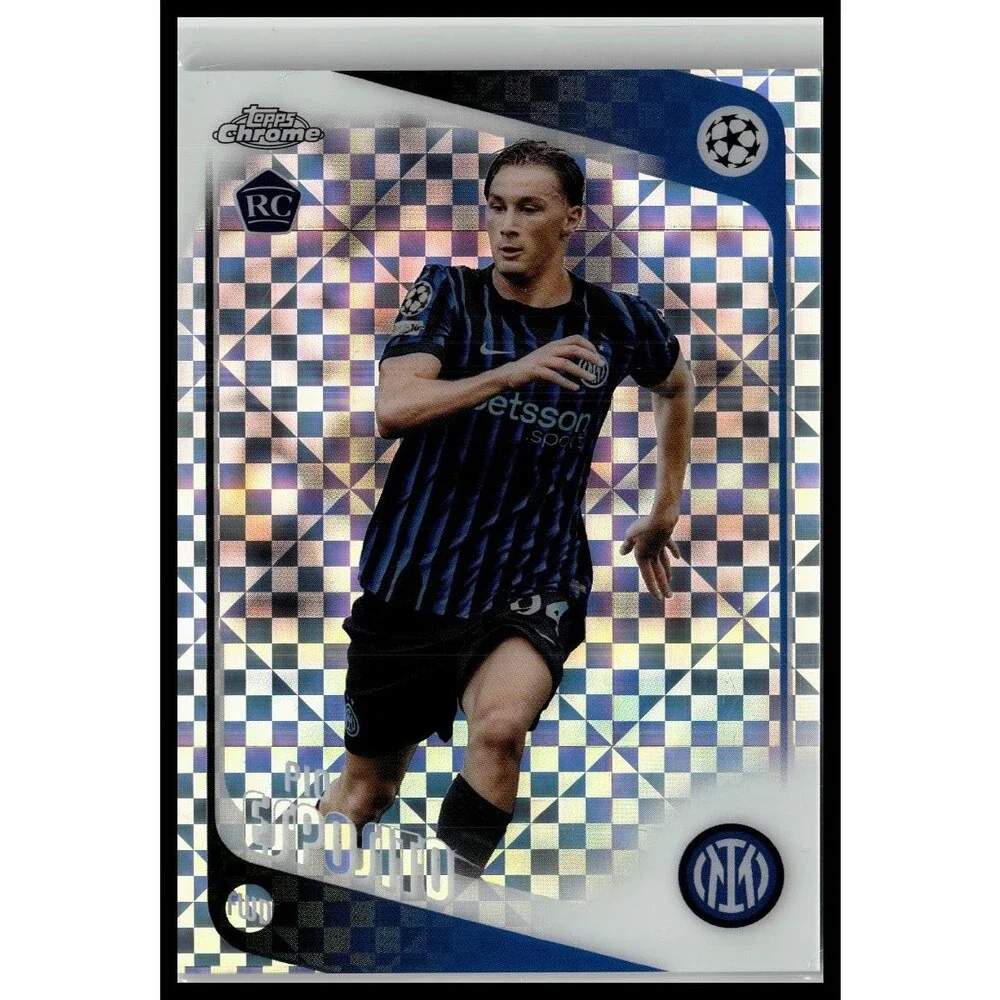2025-26 Topps Chrome UEFA Pio Esposito #163 Inter Milan Geometric Refractor RC